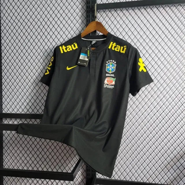 "Camisa Brasil Polo - Torcedor Masculina Preta - Netmantos"