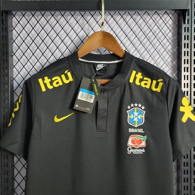 "Camisa Brasil Polo - Torcedor Masculina Preta - Netmantos"