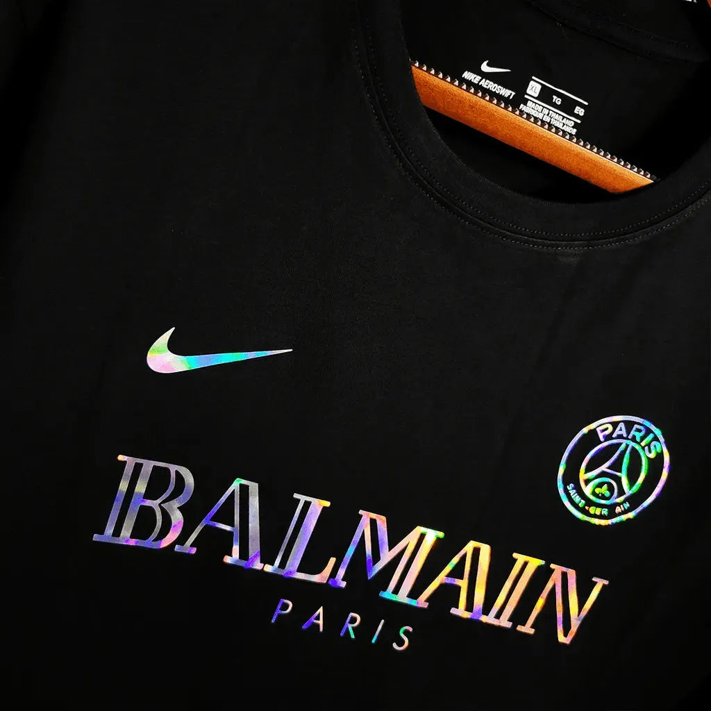 "Camisa PSG Refletiva 23/24 - Torcedor Masculina BALMAIN Preta - Netmantos"