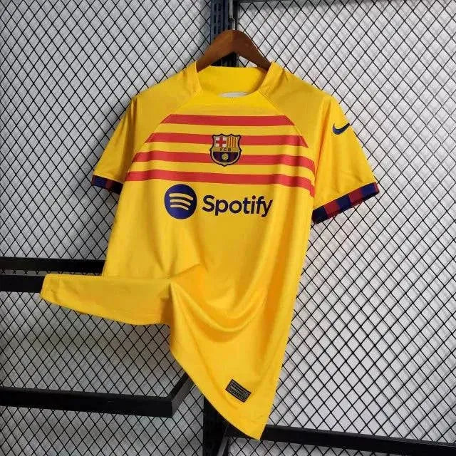 "Camisa Barcelona IV Away 23/24 - Torcedor Masculina Amarela - Netmantos"
