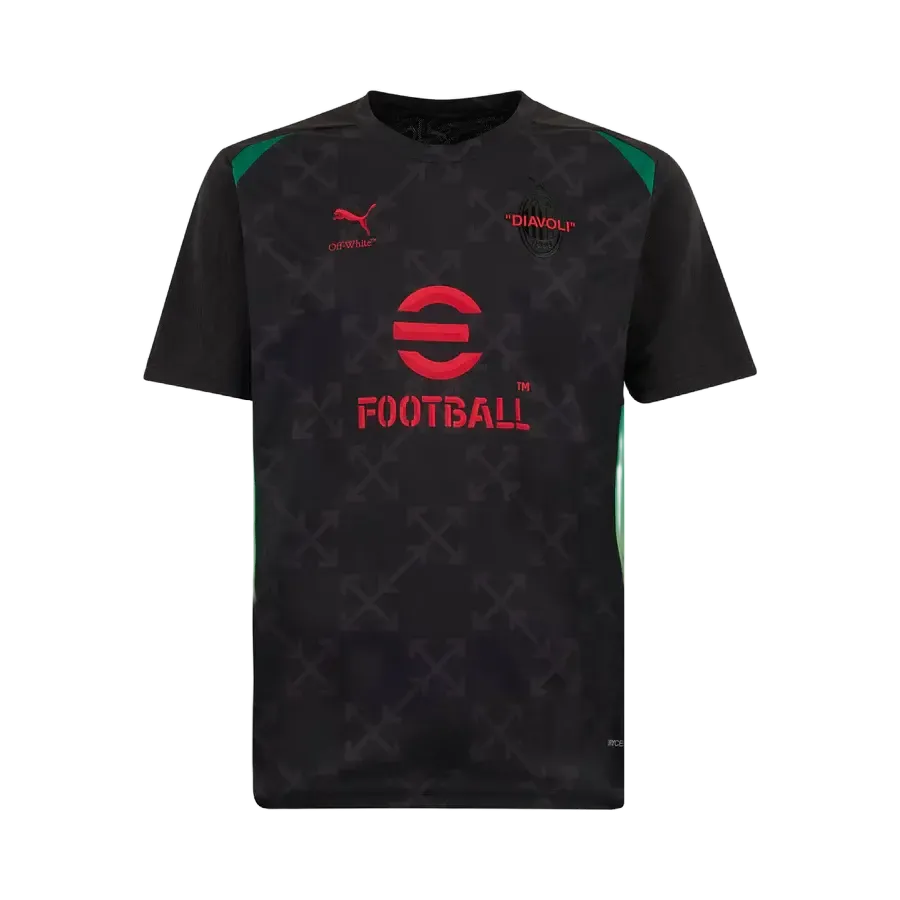 Camisa AC Milan x Off-White™ Pré Jogo 25/26 - Torcedor Masculina Preta - Netmantos