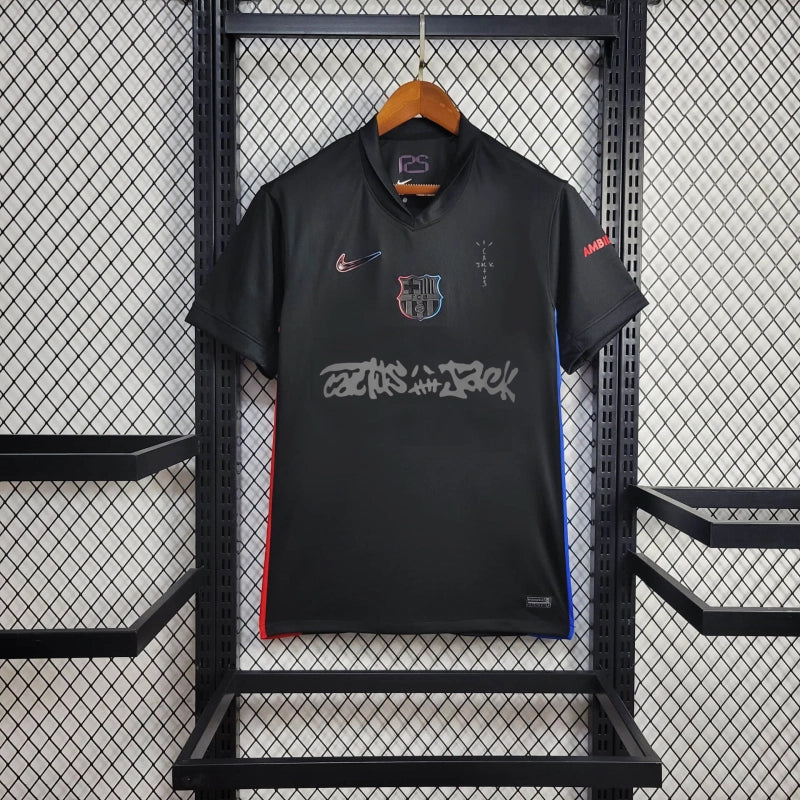 Camisa Barcelona TRAVIS SCOTT Away 24/25 - Torcedor Masculina Preta