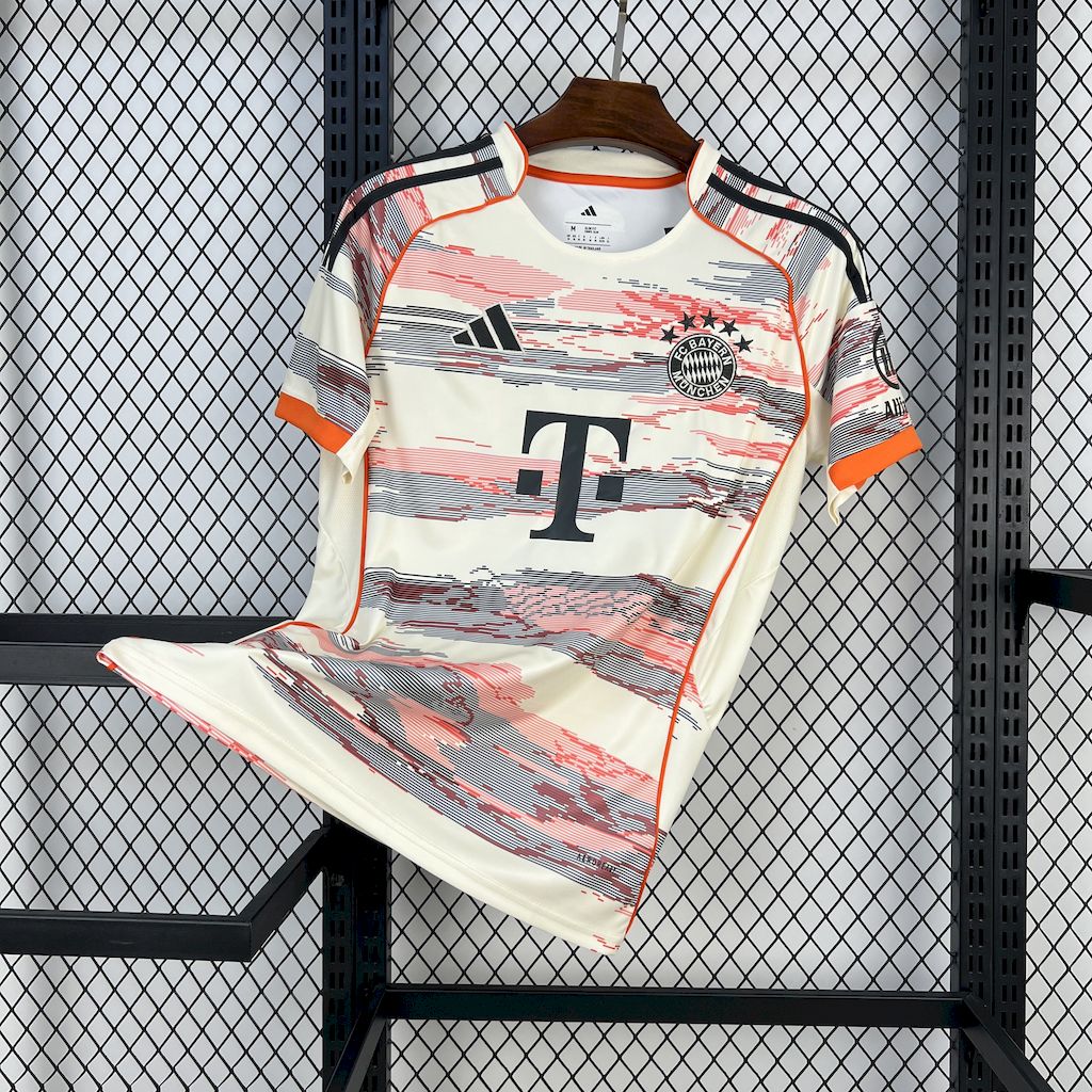 Camisa Bayern Munchen Away 25/26 - Torcedor Masculina Branca e Laranja