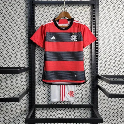 Camisa Flamengo Home 23/24 - Torcedor Infantil Vermelha e Preta - Netmantos