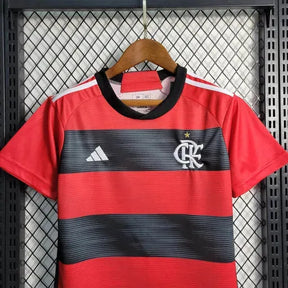 Camisa Flamengo Home 23/24 - Torcedor Infantil Vermelha e Preta - Netmantos