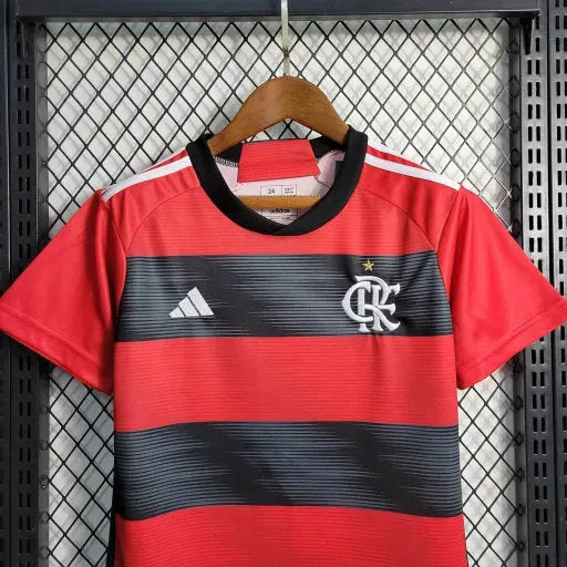 Camisa Flamengo Home 23/24 - Torcedor Infantil Vermelha e Preta - Netmantos