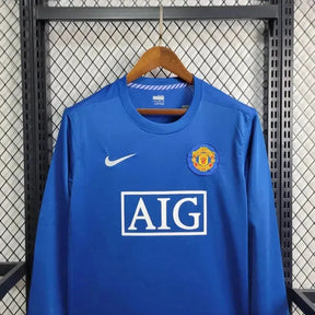 Camisa Manchester United Away Retrô 2008/09 - Torcedor Masculina Azul Manga Longa - Netmantos
