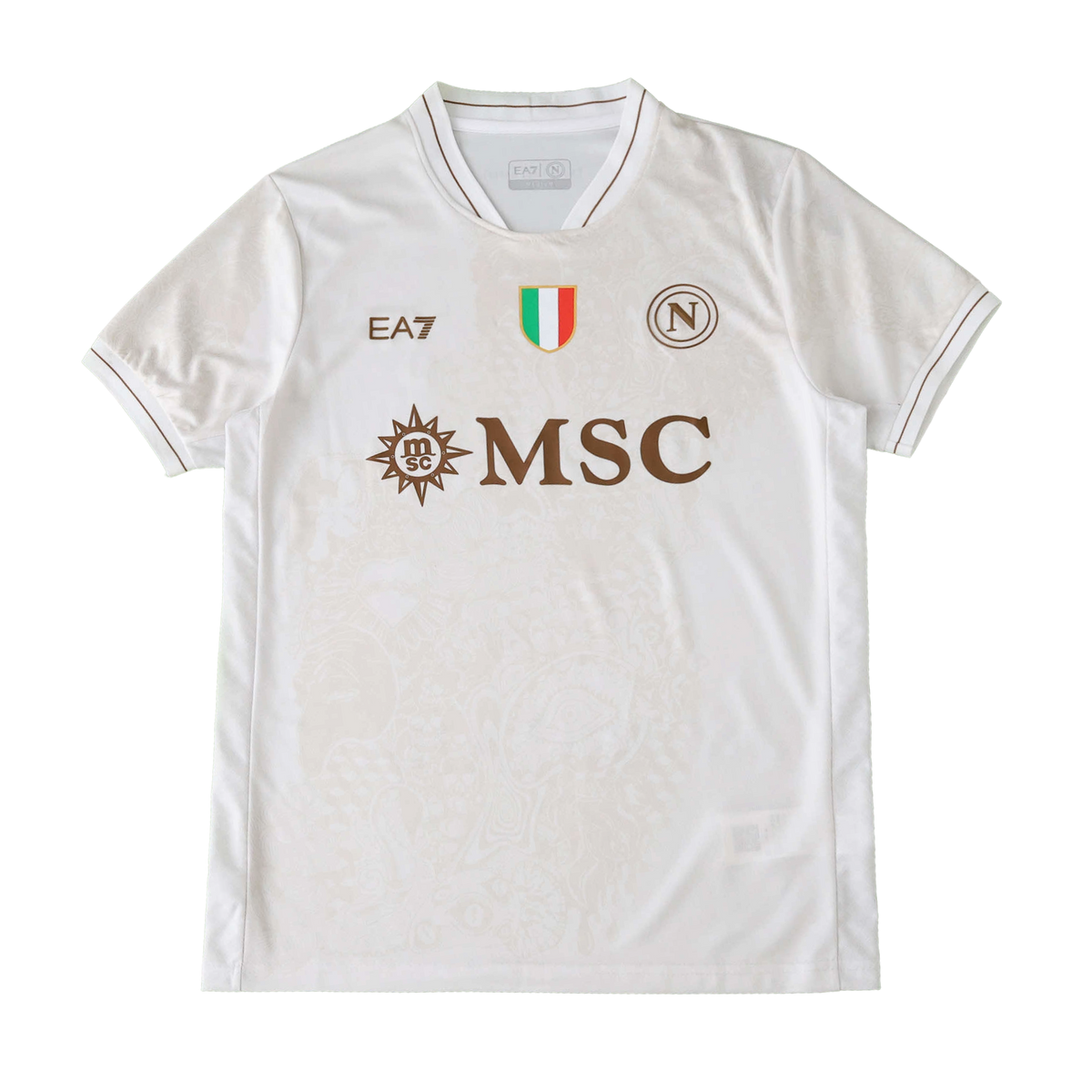 Camisa Napoli Away 25/26 - Torcedor Masculina Branca Dourada