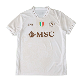 Camisa Napoli Away 25/26 - Torcedor Masculina Branca Dourada