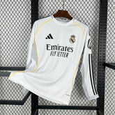 Camisa Real Madrid Home 25/26 - Torcedor Masculina Manga Longa Branca