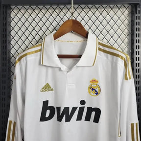 Camisa Real Madrid Home Retrô 2011/12 - Torcedor Masculina Branca Manga Longa - Netmantos