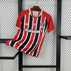 Camisa São Paulo Away 25/26 - Torcedor Masculina Vermelha + Patrocínios