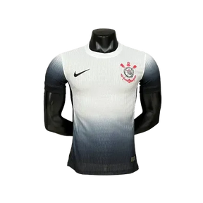Camisa Timão Home 24/25 - Jogador Masculina Preta e Branca + Patrocínios - Netmantos