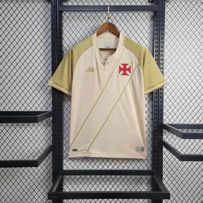 Camisa Vasco Third Away 24/25 - Torcedor Masculina Branca e Dourada + Patrocínios - Netmantos