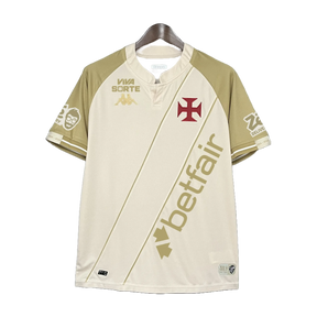 Camisa Vasco Third Away 24/25 - Torcedor Masculina Branca e Dourada + Patrocínios - Netmantos