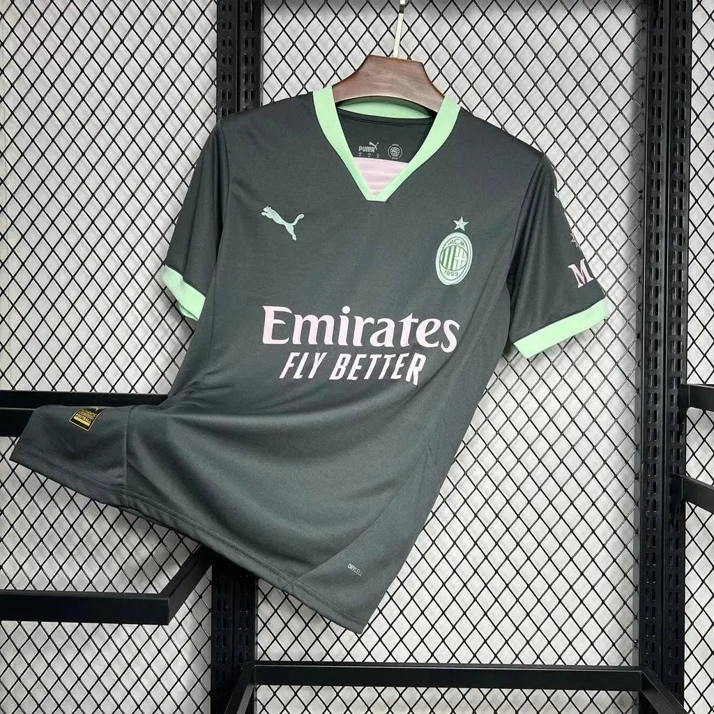 Camisa AC Milan Away Third 24/25 - Torcedor Masculina Preta e Verde - Netmantos