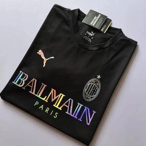 Camisa AC Milan BALMAIN 24/25 - Torcedor Masculina Refletiva Preta - Netmantos