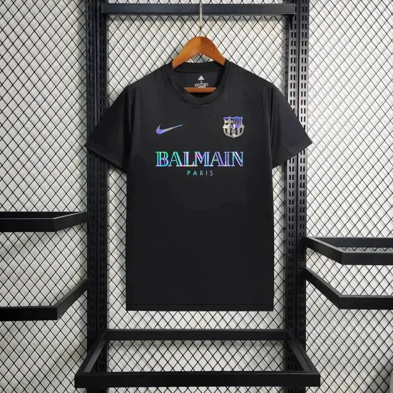Camisa Barcelona BALMAIN 24/25 - Torcedor Masculina Refletiva Preta - Netmantos