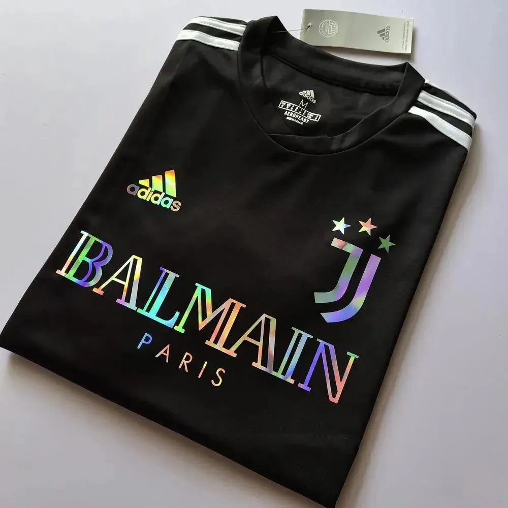Camisa Juventus BALMAIN 24/25 - Torcedor Masculina Refletiva Preta - Netmantos