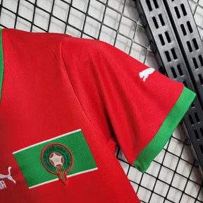 Camisa Marrocos Home 22/23 - Torcedor Infantil Vermelha Verde - Netmantos