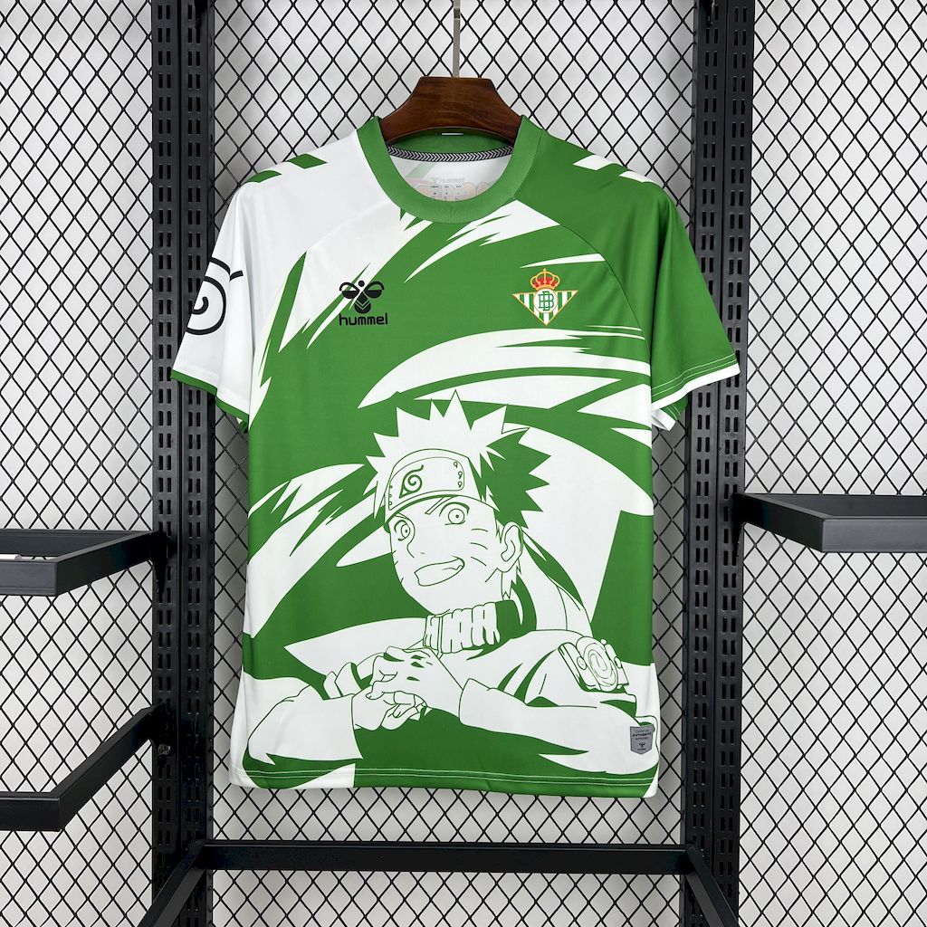 Camisa Real Betis Naruto 25/26 - Torcedor Masculina Branca e Verde - Netmantos