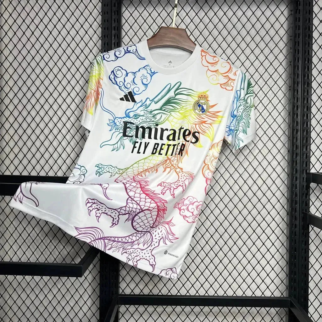 Camisa Real Madrid Dragão Chinês 24/25 - Torcedor Masculina Branca Colorida - Netmantos