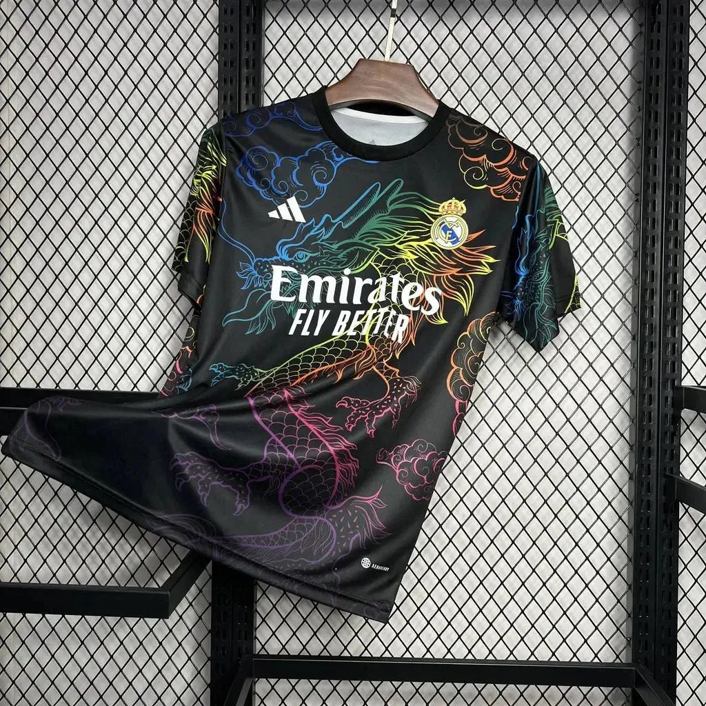 Camisa Real Madrid Dragão Chinês 24/25 - Torcedor Masculina Preta Colorida - Netmantos