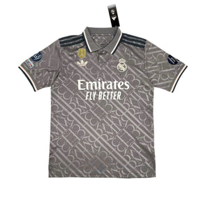 Camisa Real Madrid Third 24/25 - Torcedor Masculina Cinza + Todos os Patches - Netmantos
