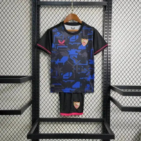 Camisa Sevilla Away 23/24 - Torcedor Infantil Preta - Netmantos