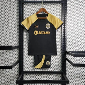 Camisa Sporting Away II 23/24 - Torcedor Infantil Preta CR7 - Netmantos
