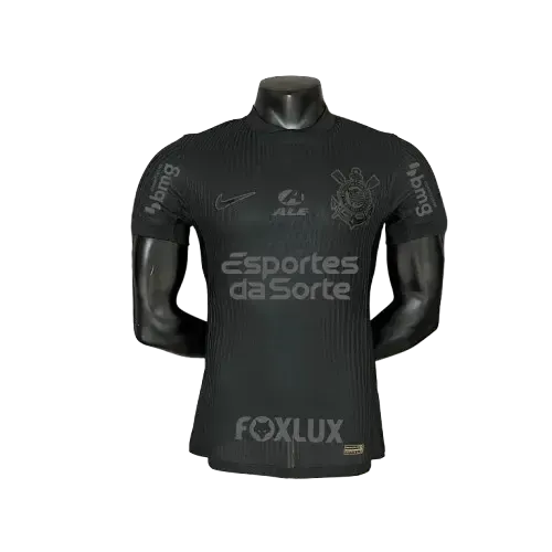 Camisa Timão Away 24/25 - Jogador Masculina Preta + Patrocínios - Netmantos