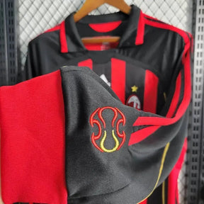 Camisa AC Milan Home Retrô 2006/07 - Torcedor Masculina Dourada Manga Longa - Netmantos